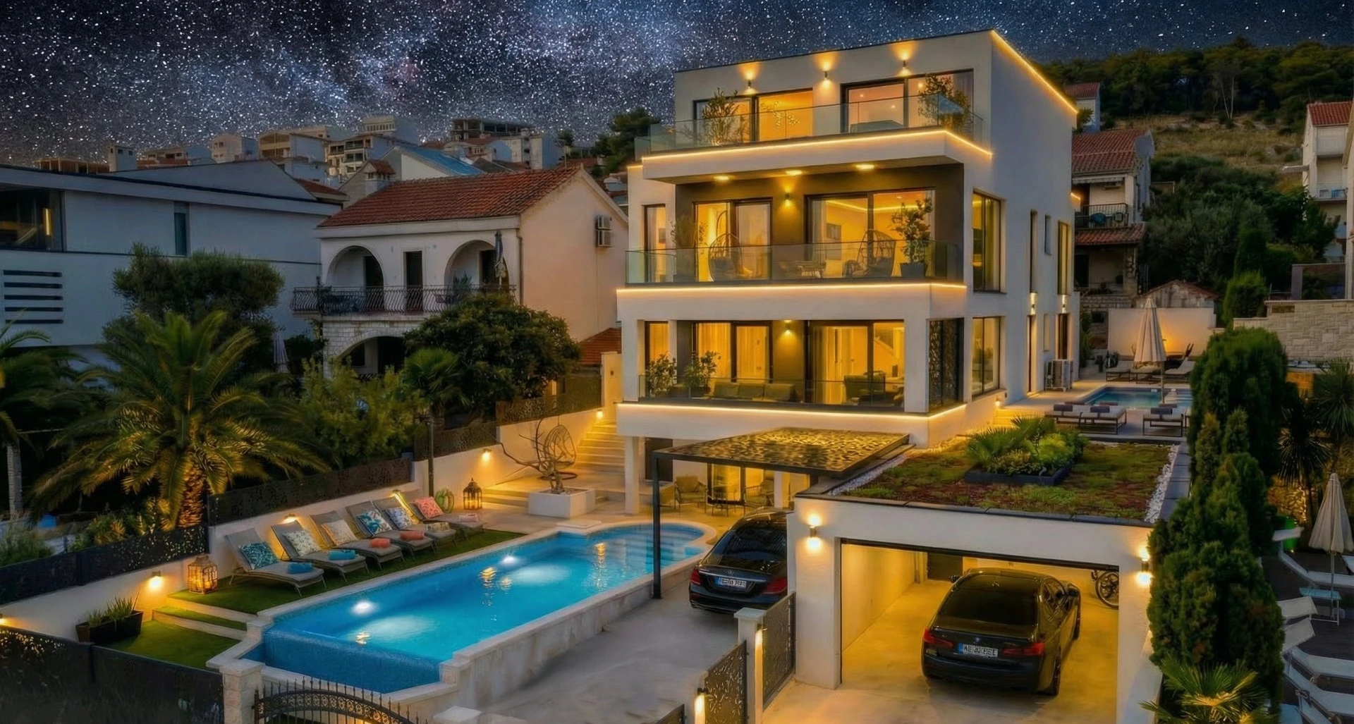Villa Palace Al Nera bei Nacht